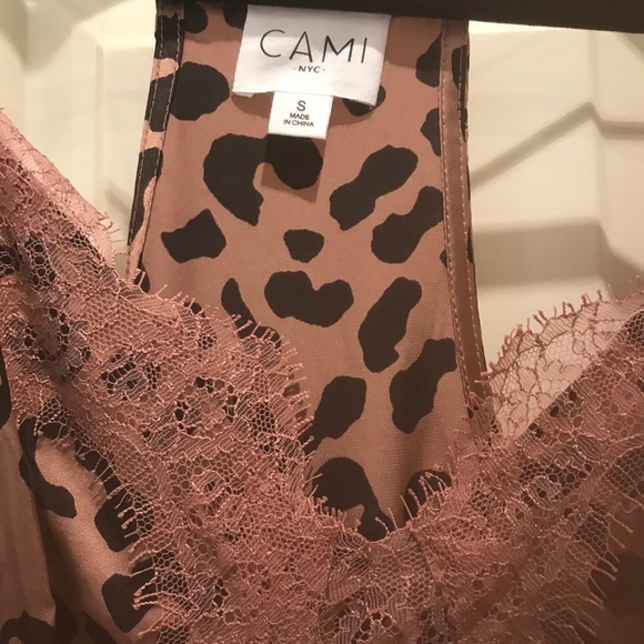 Cami NYC Silk Lace Trimmed Leopard Camisole Tank - Picture 4 of 9